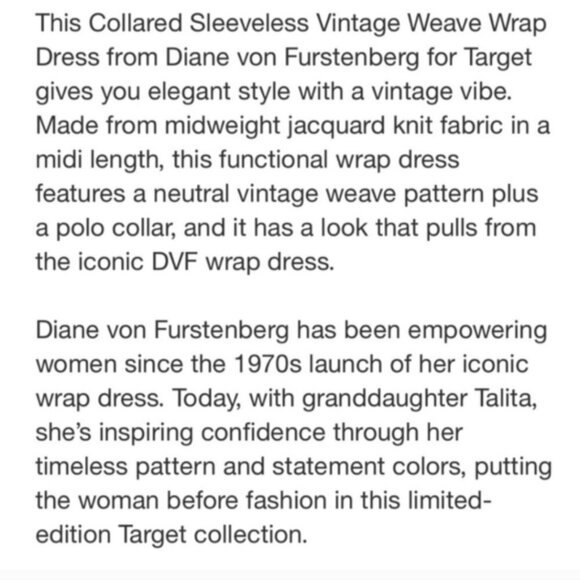 Diane Von Furstenberg x Target Collared Vintage Weave Sweaterknit Wrap Dress S. - Picture 15 of 16